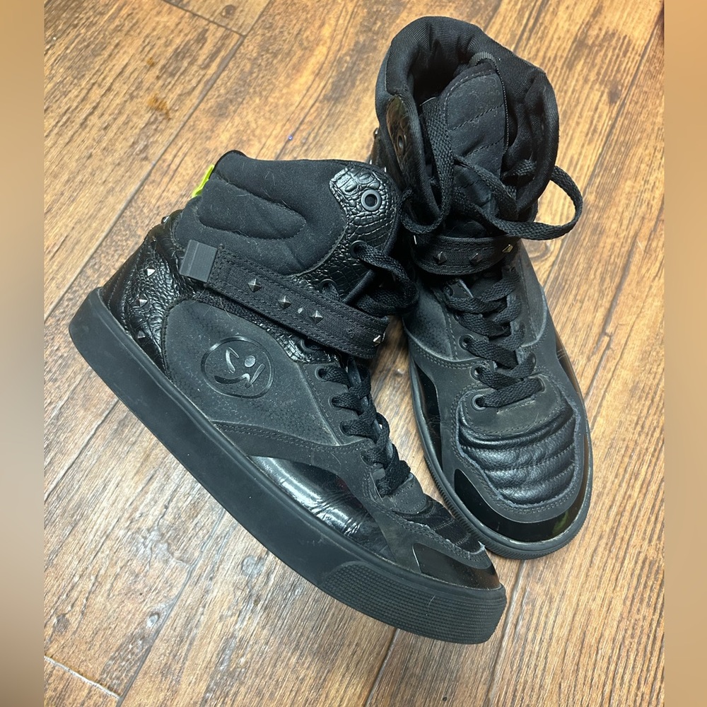 Zumba Fitness Black Lace-Up High-Top Ankle Boots with Strap